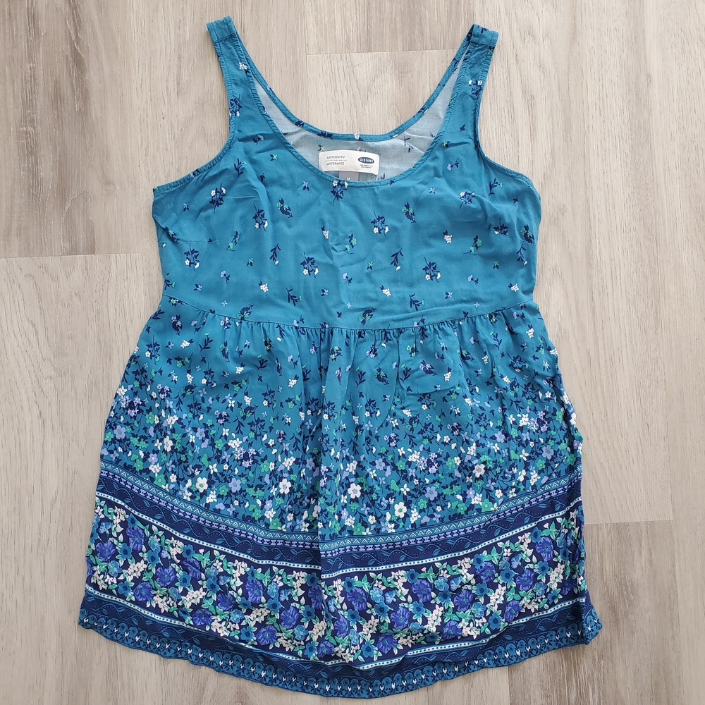 ❤️2/$20❤️ Teal Blue Floral Sleeveless Maternity Blouse - Old Navy